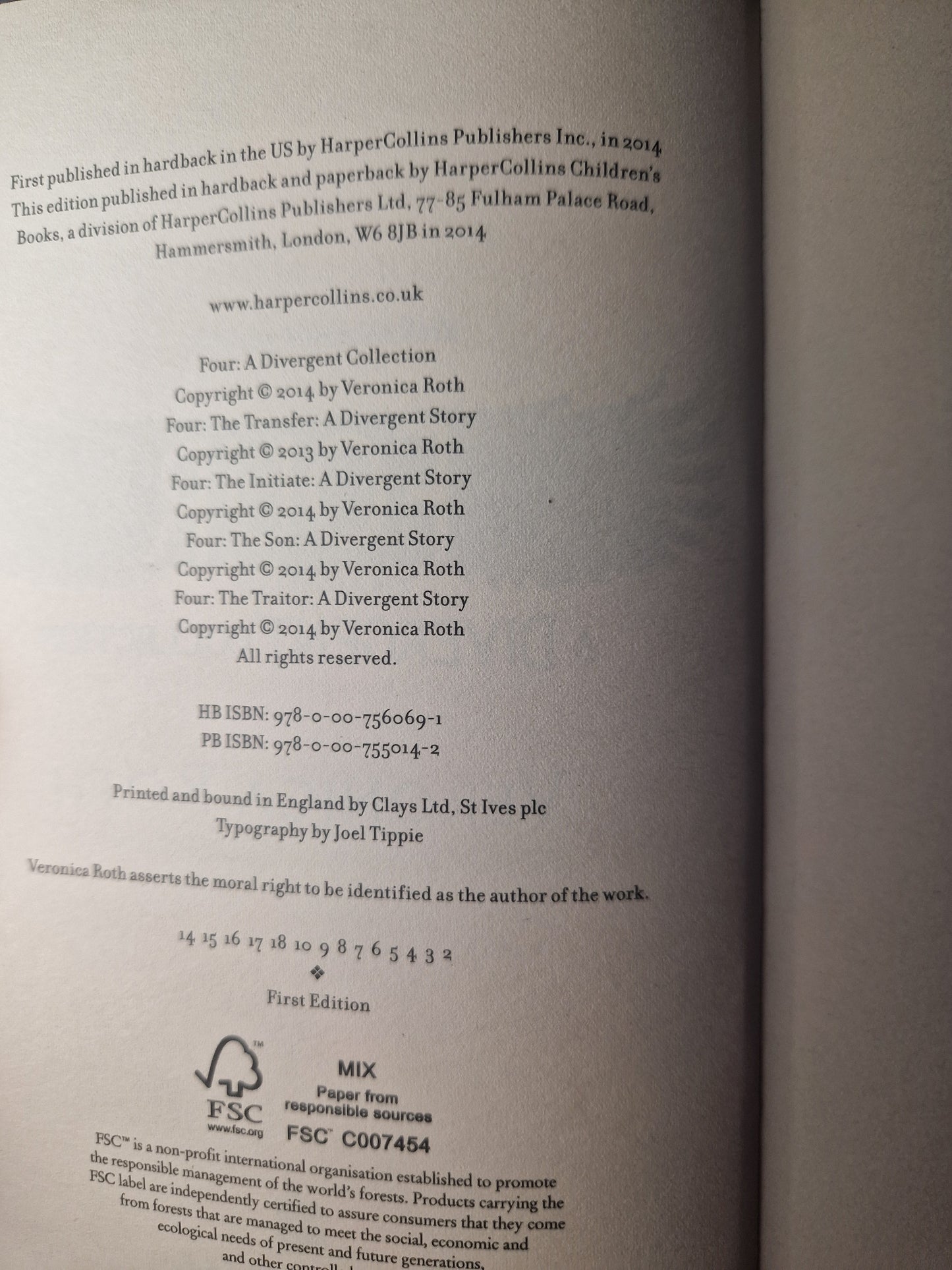 Four: A Divergent Collection by Veronica Roth (First Edition)