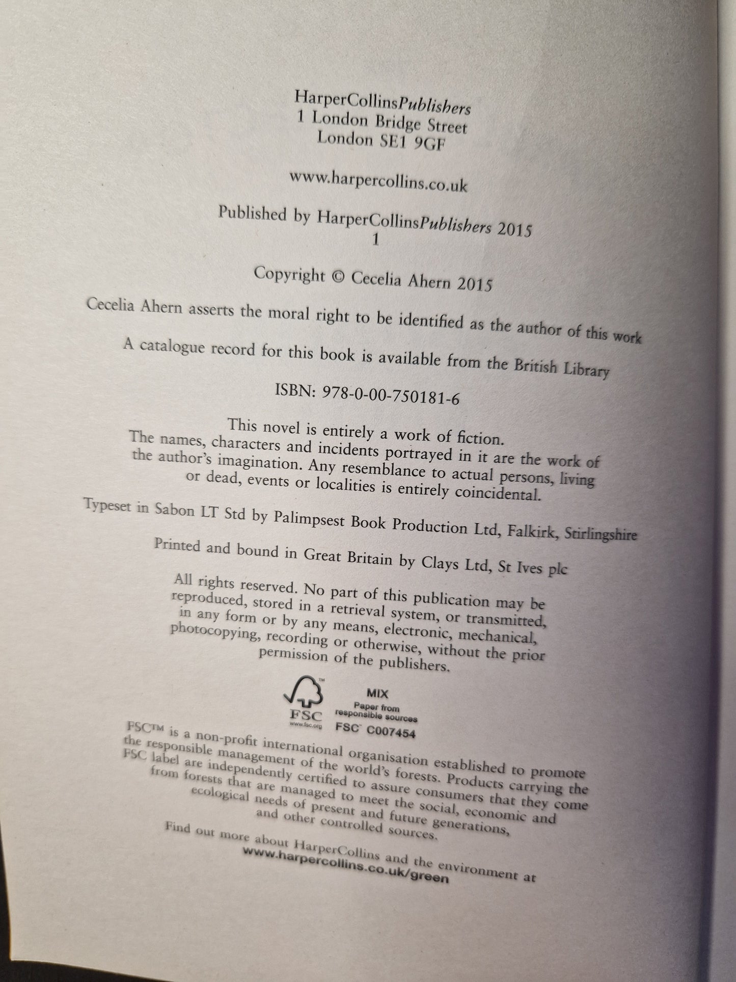 The Marble Collector by Cecelia Ahern (First Edition)