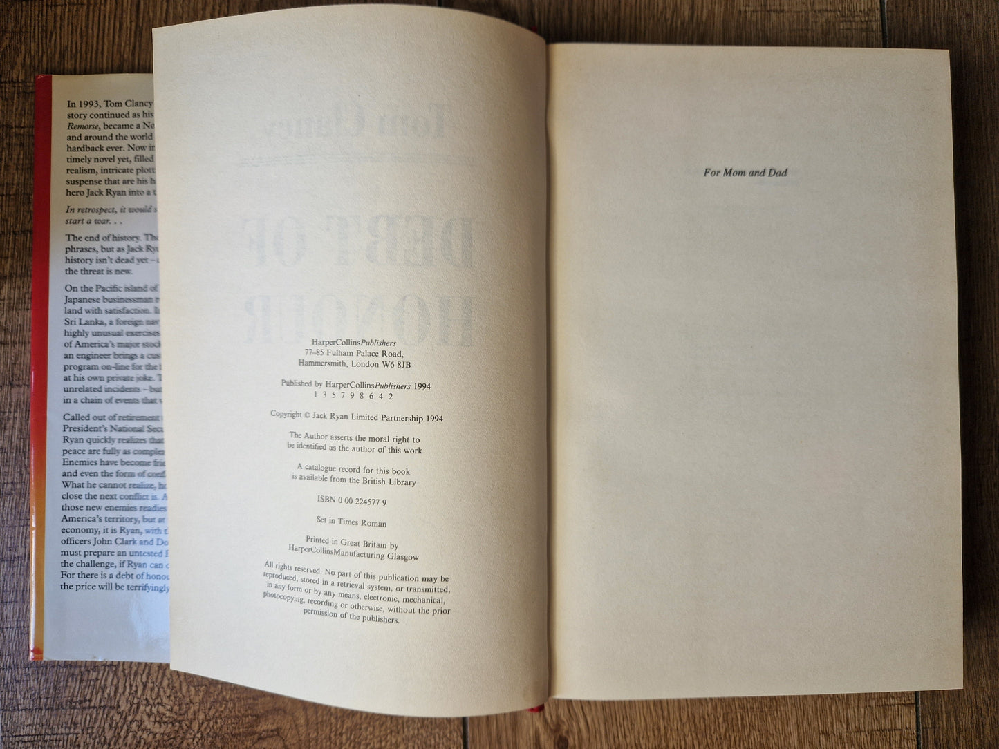 Debt of Honour by Tom Clancy (First Edition)
